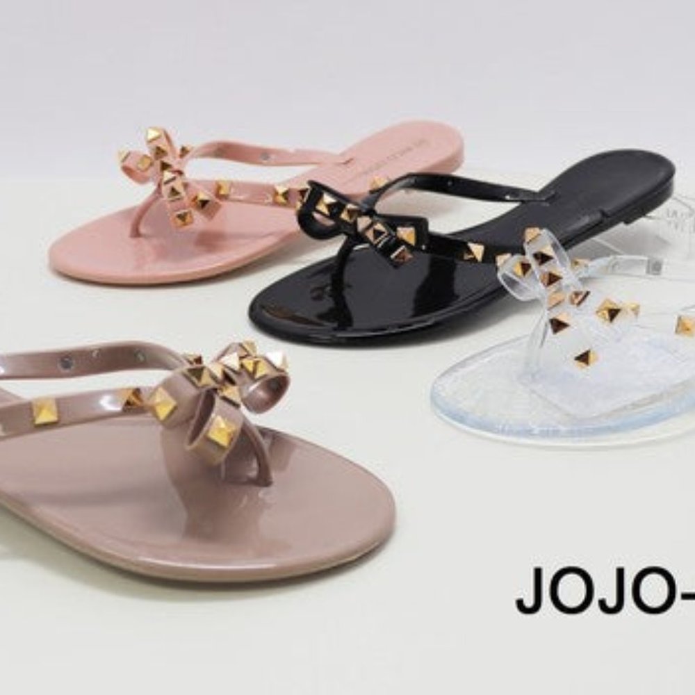 Bling bow sandals NEW- BLACK